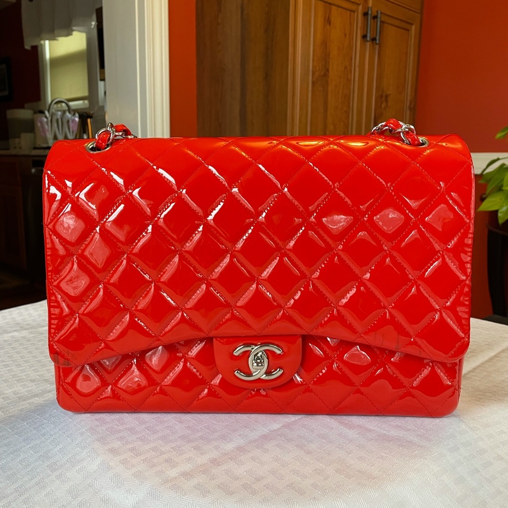 Chanel Maxi Patent Red/Orange Bag